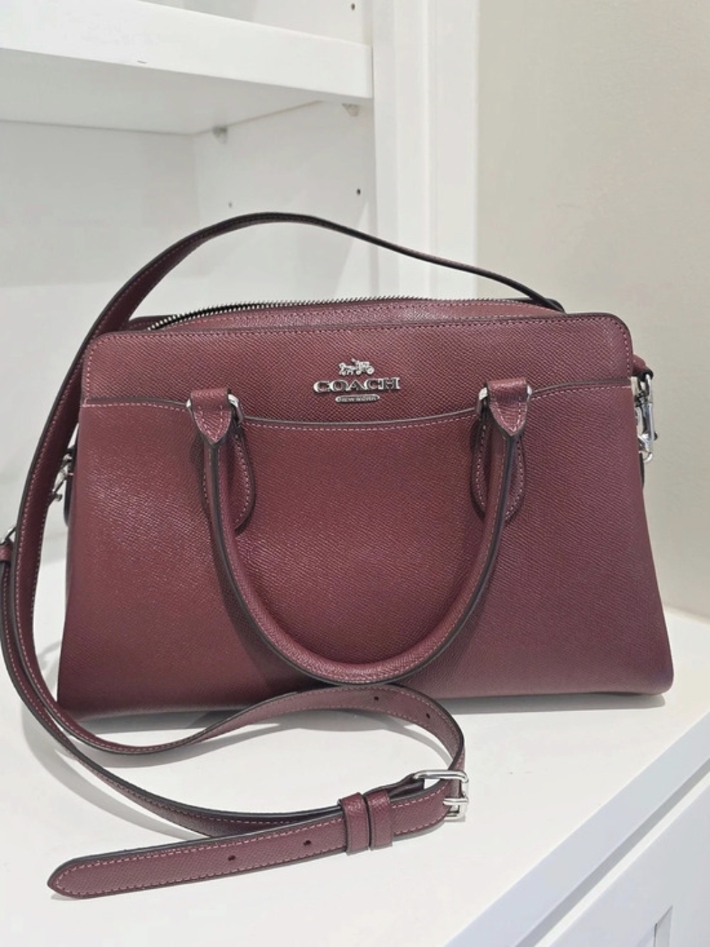 Coach West Satchel Structured Satchel in Burgundy